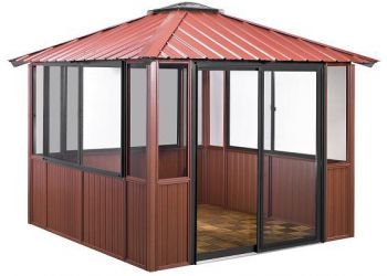 10x10 Deep Red Gazebo enclosed in Amherst