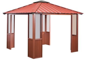 10x10 Deep Red Gazebo with four open sides in Amherst