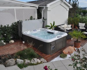 Outdoor hot tub installation