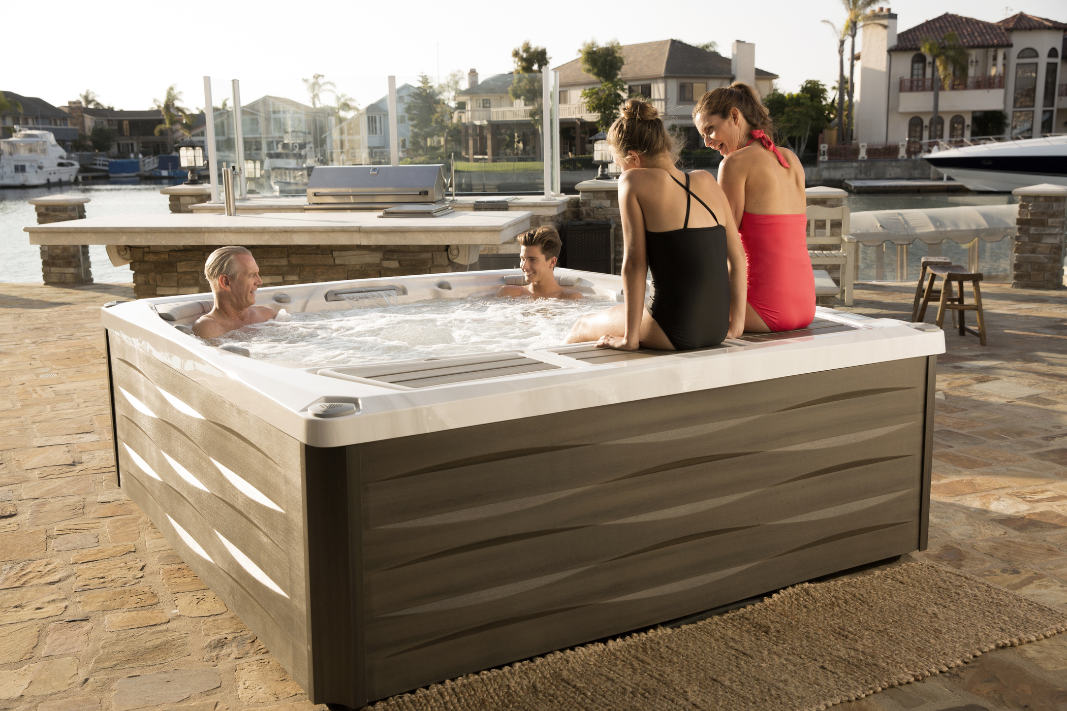 Family in a hot tub 