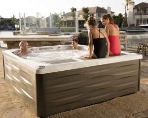 Family in a hot tub 