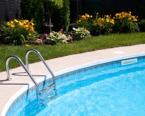 In-ground swimming pool installation.