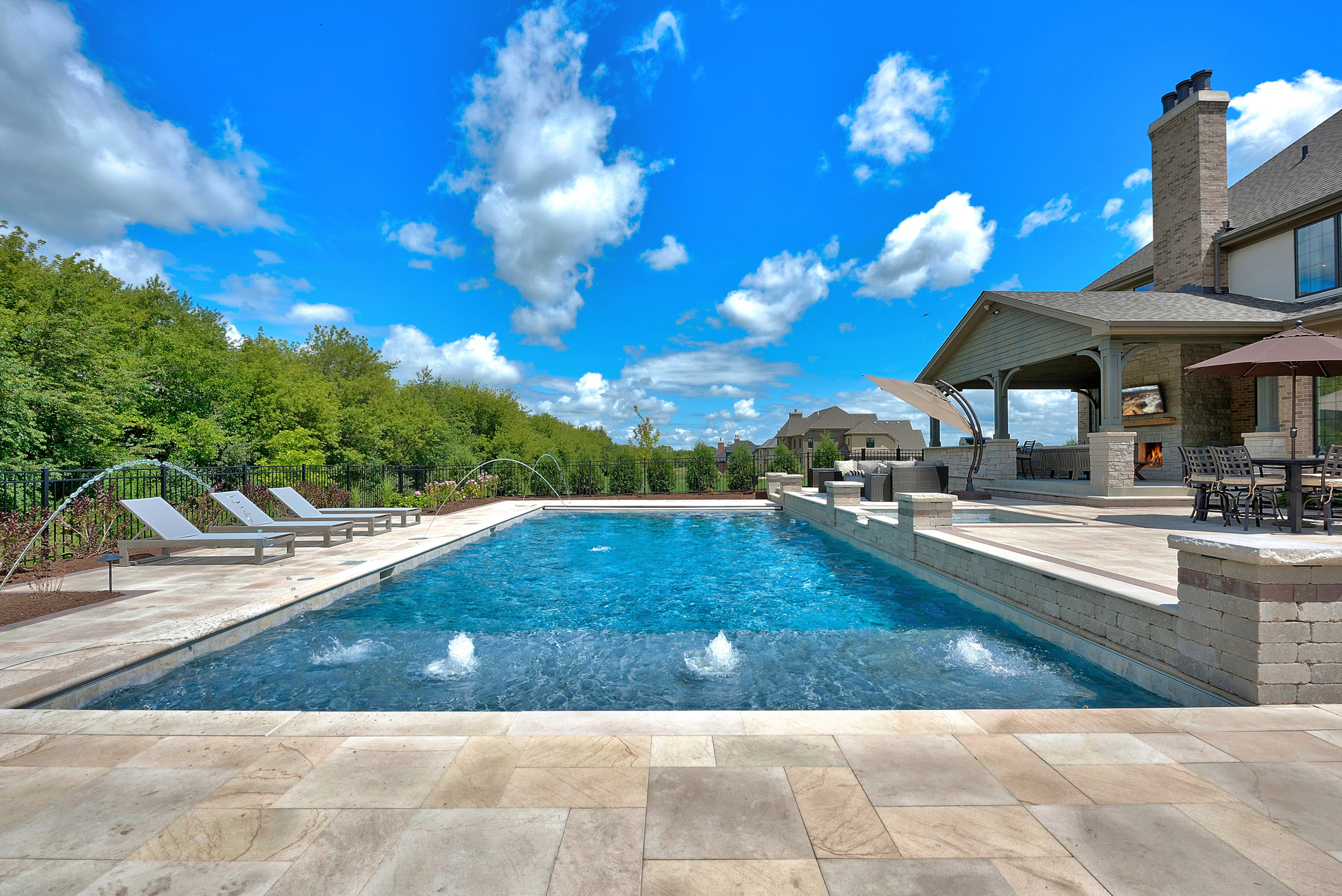 Beautiful pool maintained with pool chemicals.